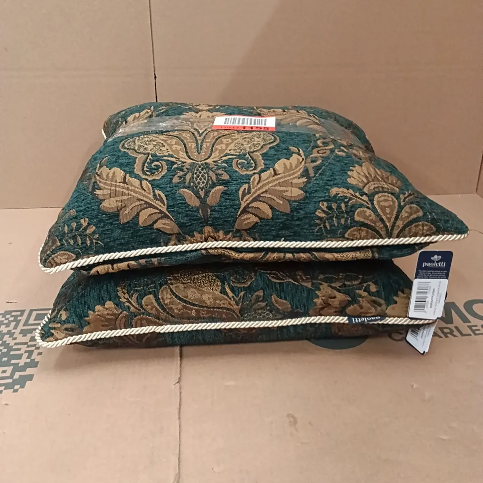 PAOLETTI SHIRAZ FEATHER CUSHIONS, 45X45CM (SET OF 2) - EMERALD