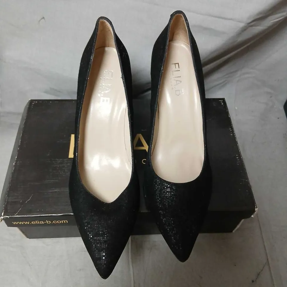 ELIA.B LONDON BLACK GLITTER HEELS – WOMEN'S COURT SHOES, UK 6 (EU 39)
