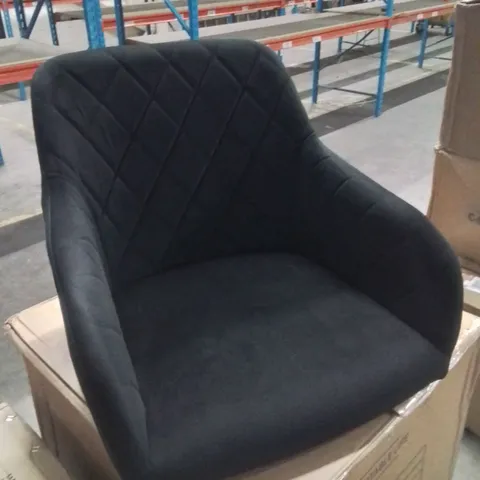 BOXED MOREE SET OF TWO BLACK VELVET DINING CHAIRS