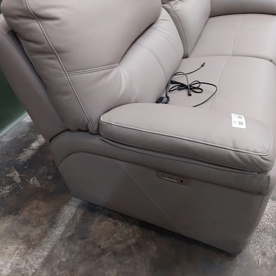 QUALITY BRITISH DESIGNER G PLAN SEATTLE POWER RECLINING THREE SEATER SOFA OXFORD MUSHROOM LEATHER 