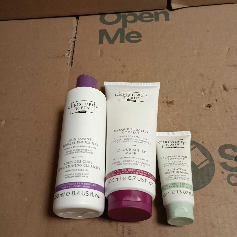 3 X CHRISTOPHE ROBIN PRODUCTS TO INCLUDE COLOUR SHIELD MASK, HYDRATING MELTING MASK ETC