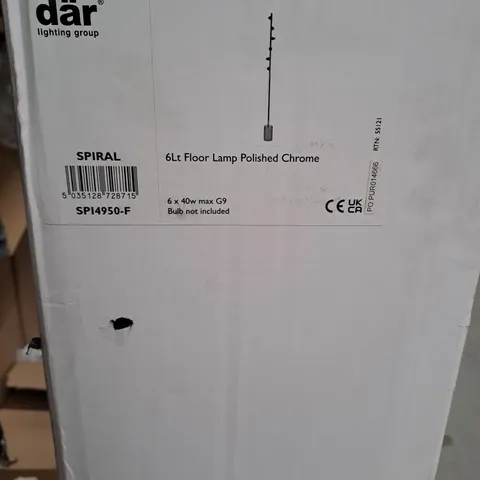 DAR LIGHTING SPIRAL 6LT FLOOR LAMP POLISHED CHROME SPI4950-F