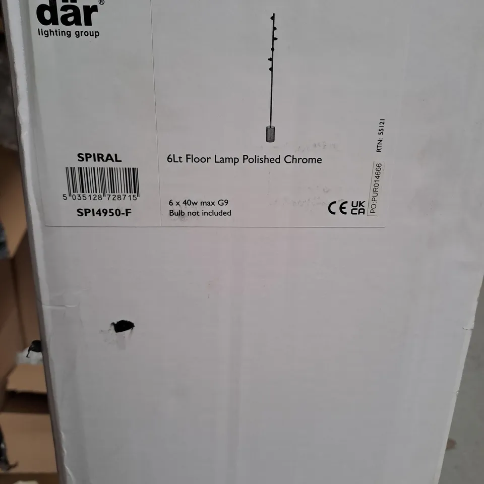 DAR LIGHTING SPIRAL 6LT FLOOR LAMP POLISHED CHROME SPI4950-F