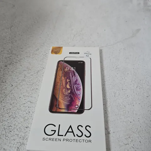 BOX OF APPROXIMATELY 300 X UNIPHA GLASS SCREEN PROTECTOR FOR IPHONE 13