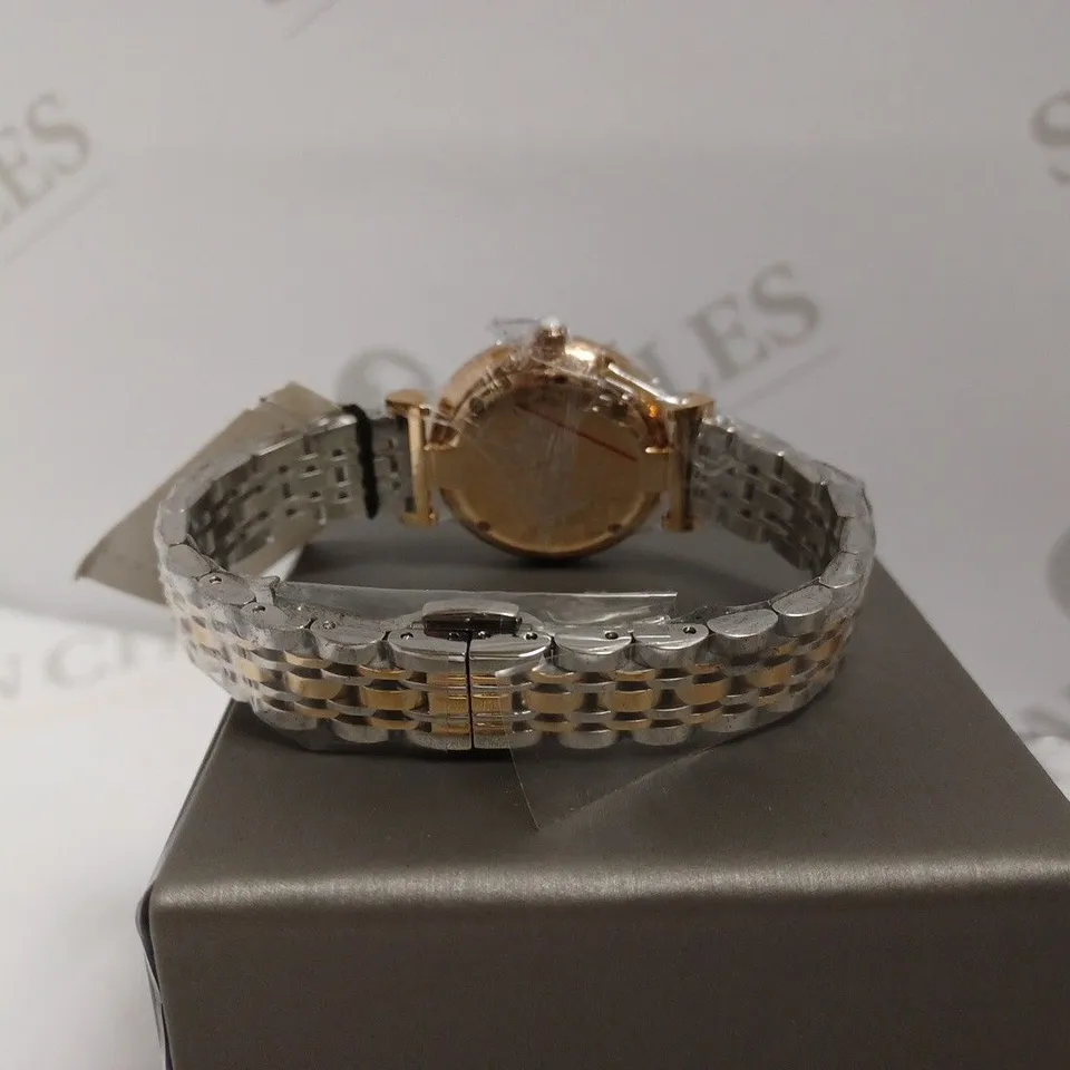 EMPORIO ARMANI SILVER WATCH WITH WHITE FACE AND SPARKLE STONES