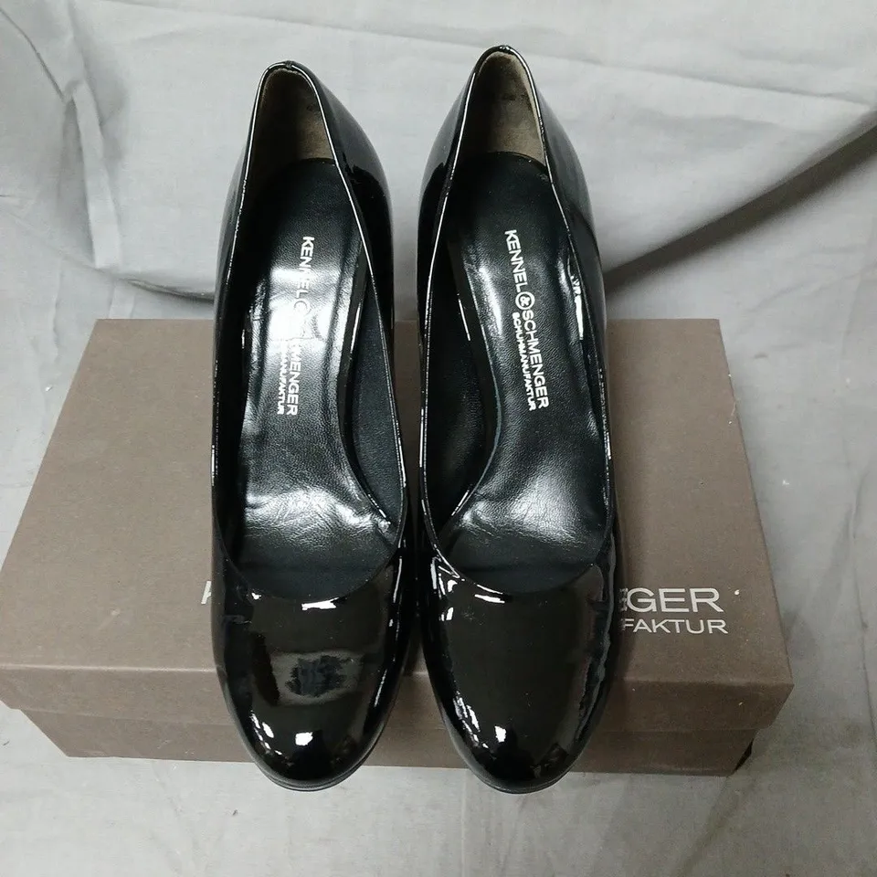 KENNEL & SCHMENGER BLACK PATENT ALBA HIGH HEEL SHOES – UK 5.5