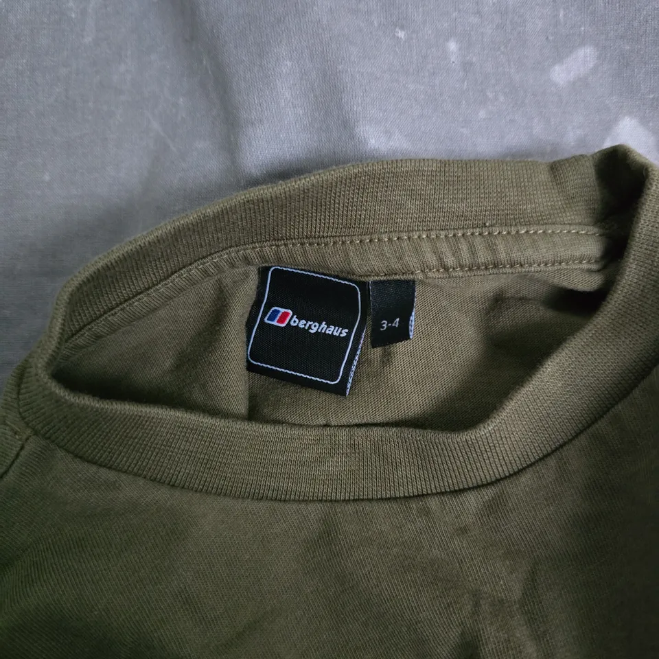 BERGHAUS KIDS' OLIVE GREEN LONG-SLEEVE TOP, SIZE 3-4 YEARS