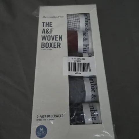 BOXED ABERCROMBIE AND FITCH WOVEN BOXERS - X5 SIZE M