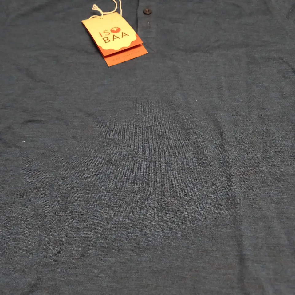 ISOBAA MENS 180 MERINO POLO SHIRT IN DARK BLUE - LARGE