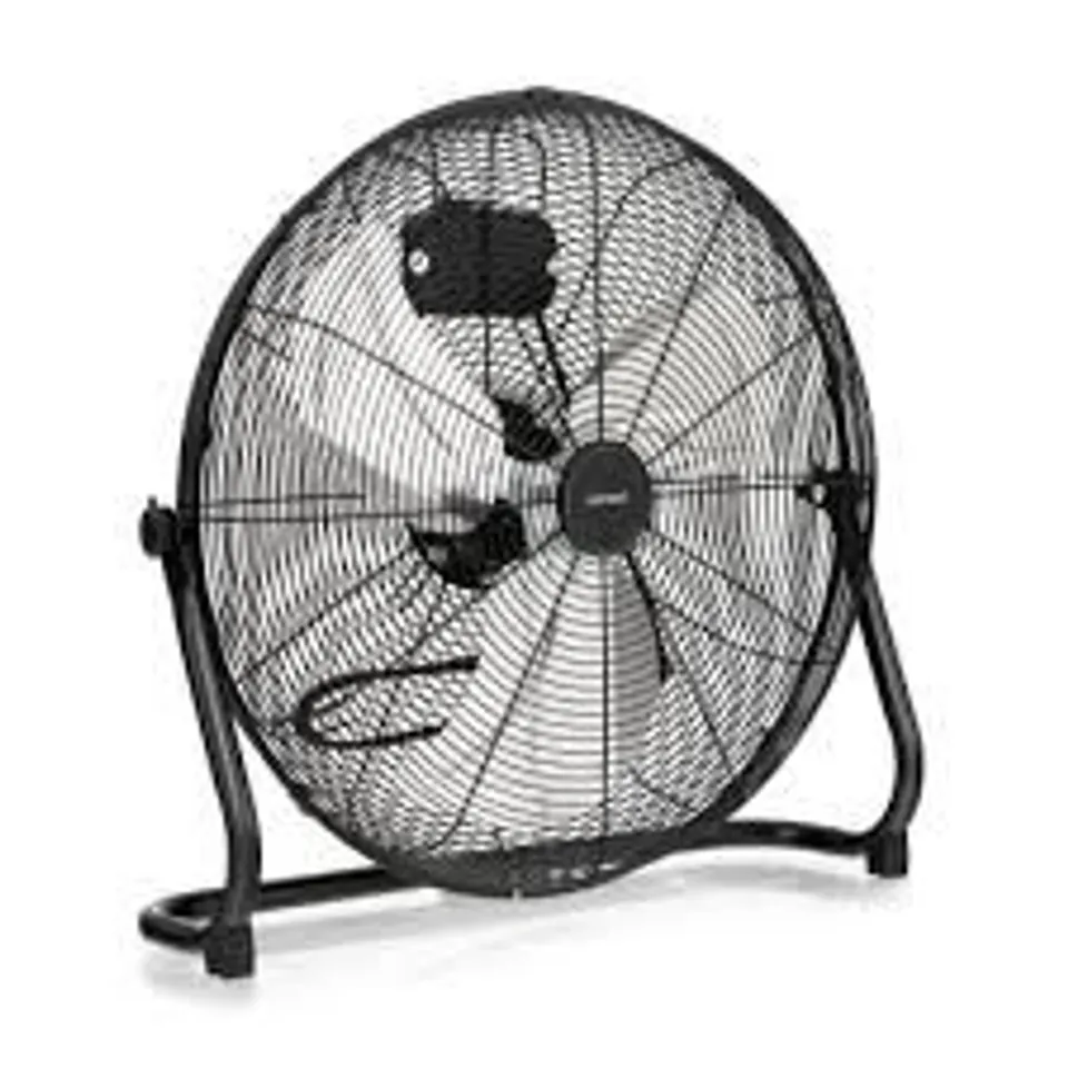 BOXED 160W HIGH VELOCITY FLOOR FAN WITH 3 SPEED AND ADJUSTABLE TILTING HEAD-BLACK