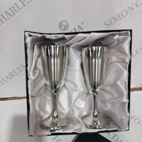 2 METAL GLASSES - SILVER COLOURED