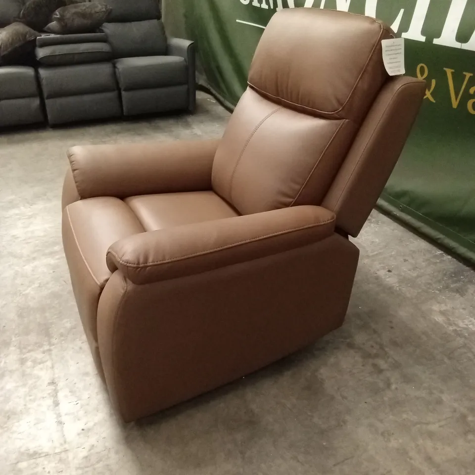 ASPIRE KINGSMERE LEATHER POWER RECLINER ARMCHAIR - TAN RRP £539