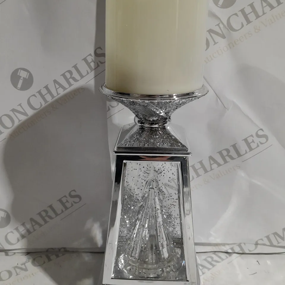 BOXED JULIEN MACDONALD FLAMELESS SWIRLING GLITTER CHRISTMAS TREE CANDLE HOLDER