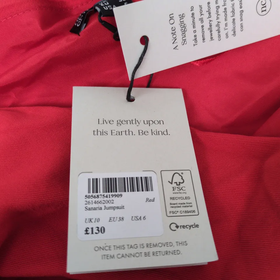 NOBODY'S CHILD SANARIA JUMPSUIT – UK 10 (RED)
