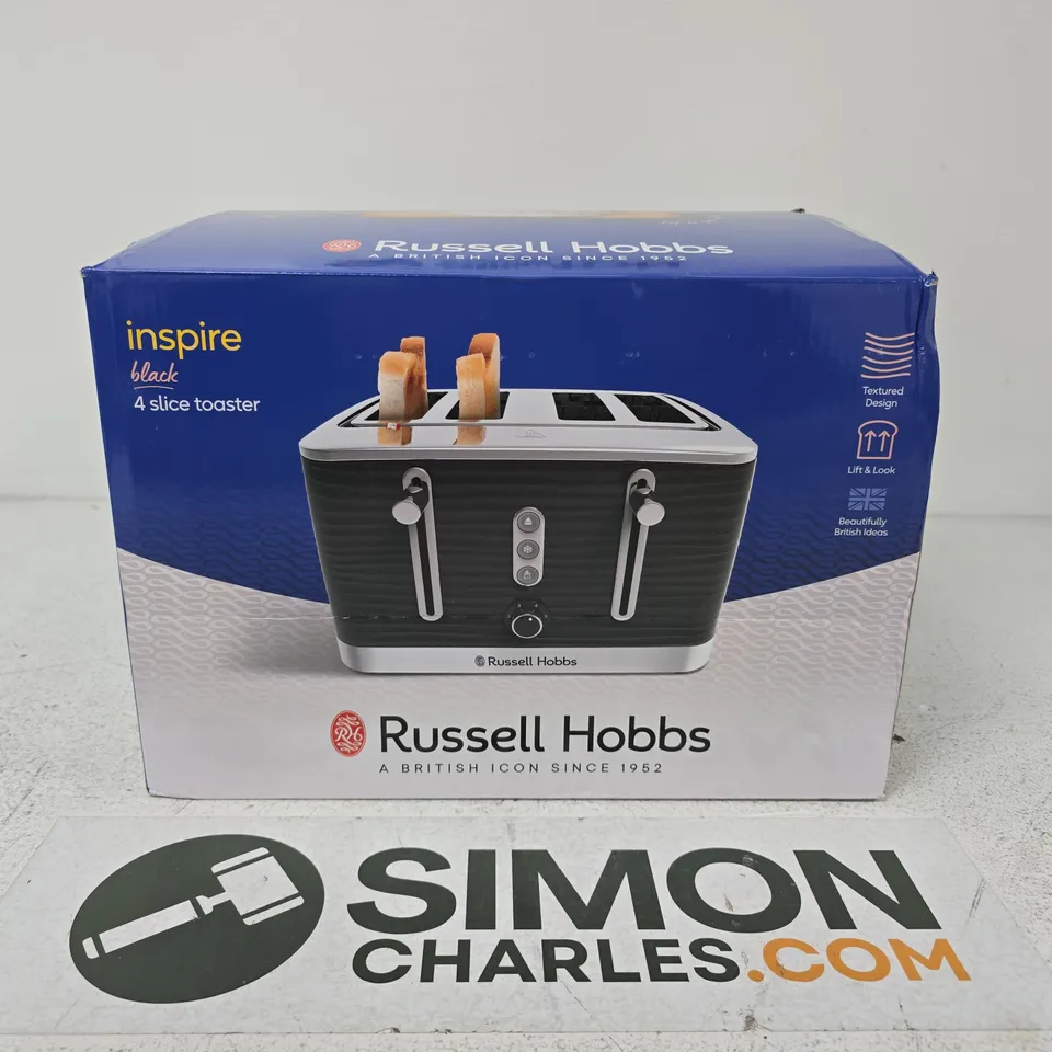 RUSSELL HOBBS INSPIRE BLACK 4-SLICE TOASTER (BOXED)