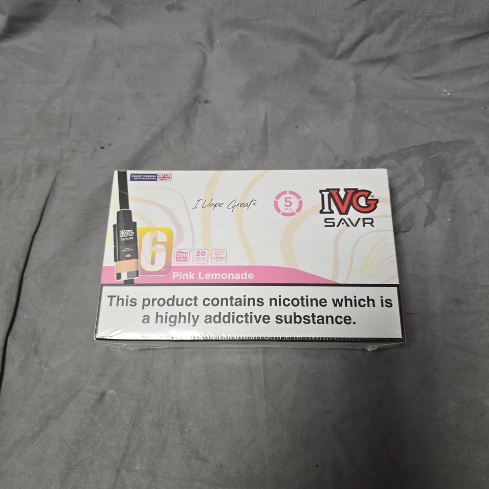 SEALED IVG SAVR VAPE KIT – PINK LEMONADE, 20MG/ML, 2ML+4ML, 5-PACK