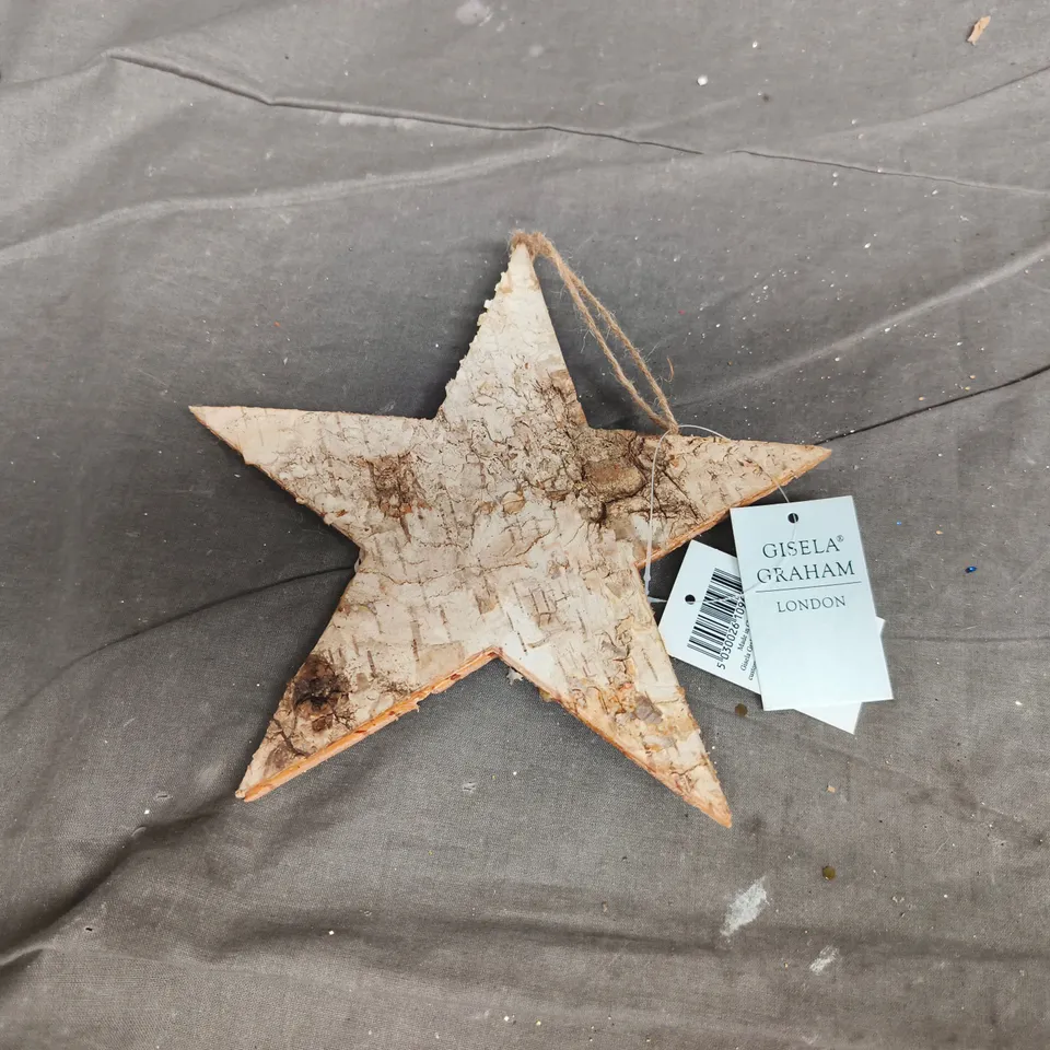 APPROXIMATELY 84 GISELA GRAHAM STAR HANGING ORNAMENTS – RUSTIC WHITE CRACKLED FINISH