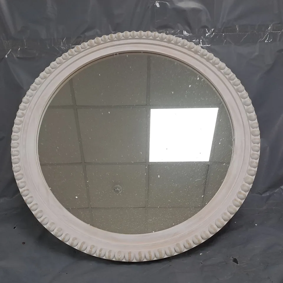 WOODEN BOBBIN CIRCLE MIRROR 60CM - COLLECTION ONLY