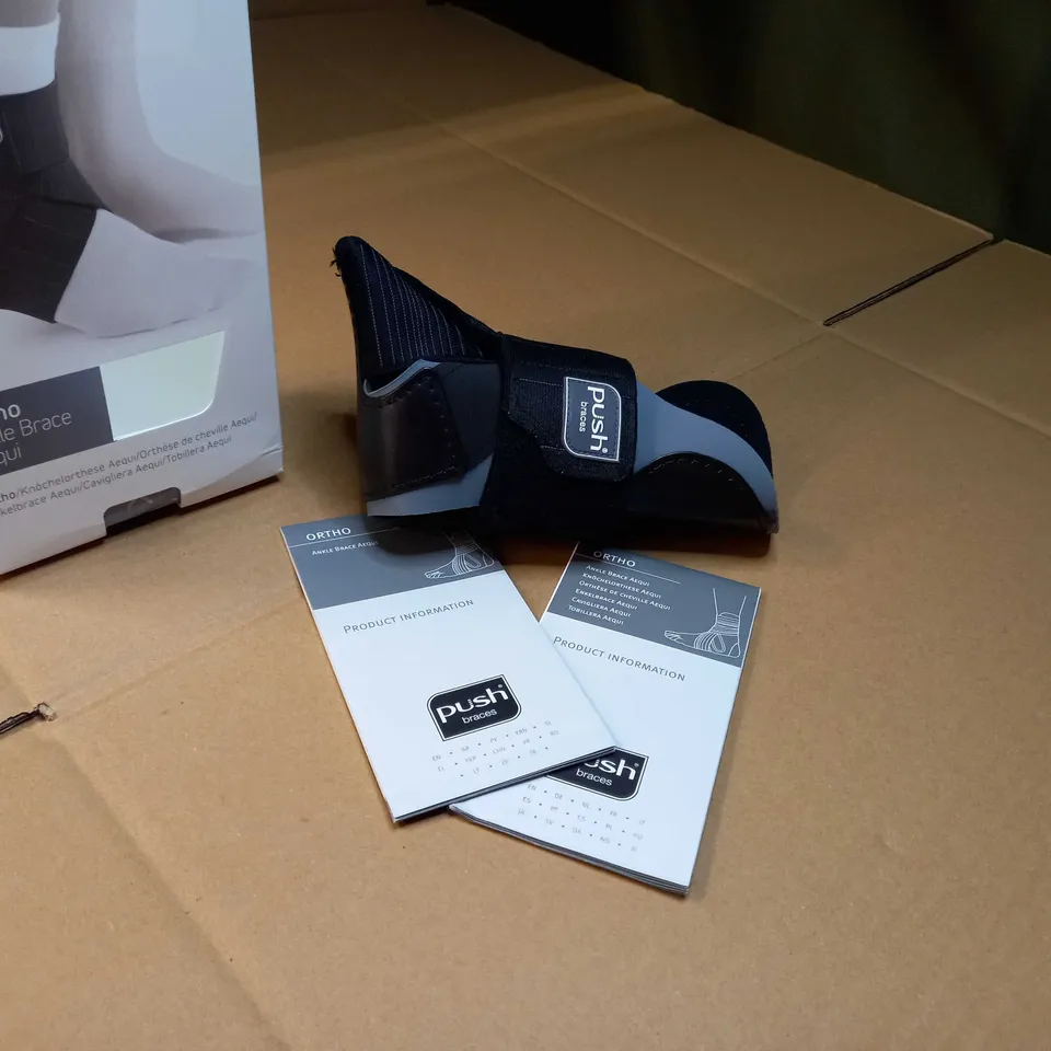 BOXED PUSH ORTHO BLACK LEFT ANKLE BRACE - SIZE 1