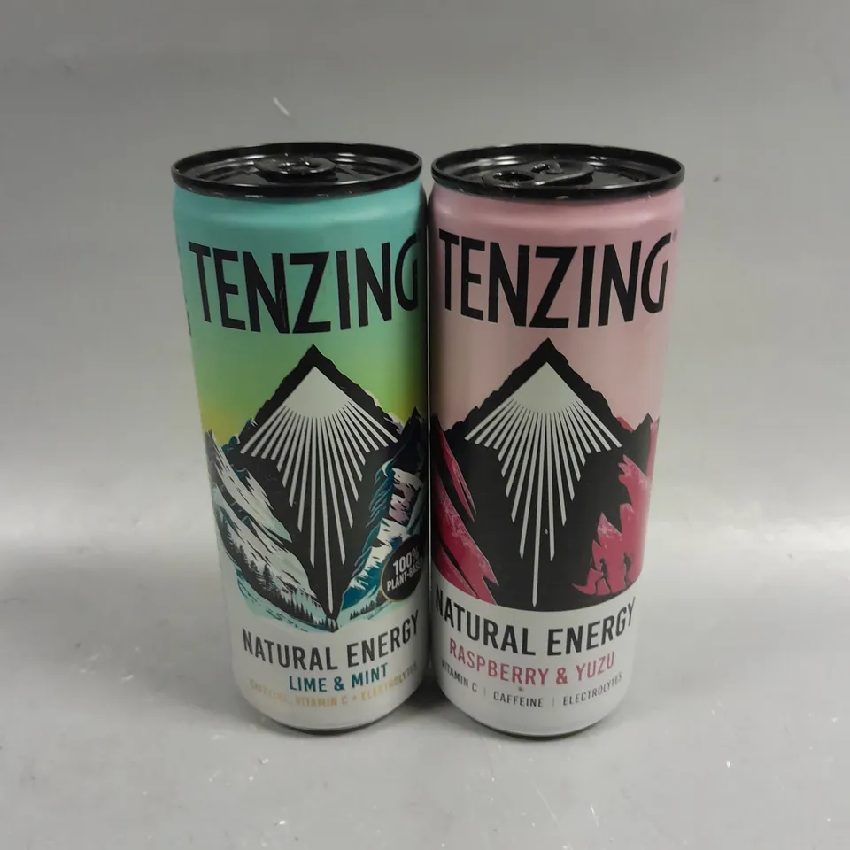 APPROXIMATELY 30 TENZING NATURAL ENERGY DRINKS IN LIME MINT AND RASPBERRY YUZU FLAVOUR - COLLECTION ONLY 
