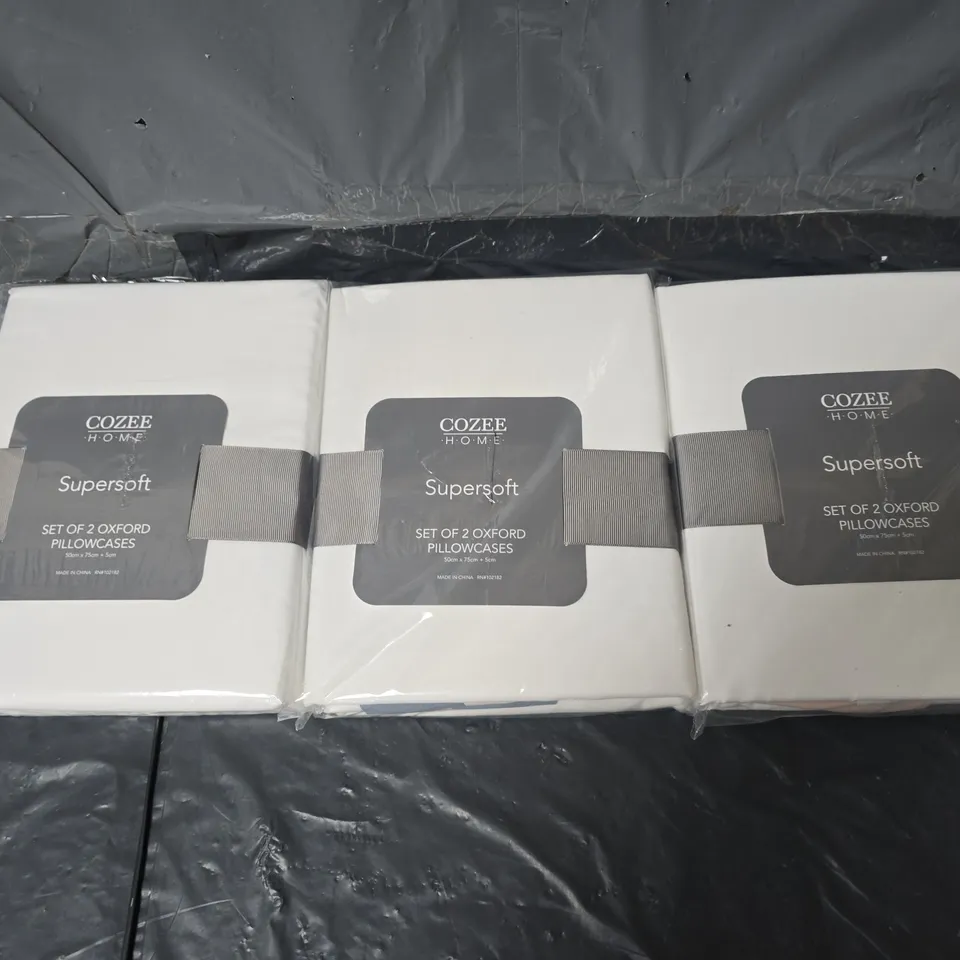 3 PACKS OF COZEEHOME SUPERSOFT SET OF 2 OXFORD PILLOWCASES