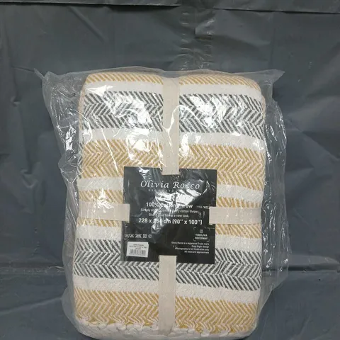 SEALED OLIVIA ROCCO ZARA COTTON THROW 228 X 254CM