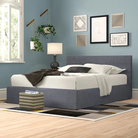 BOXED PHILIPPE UPHOLSTERED OTTOMAN BED - 5FT KING SIZE, GREY (3 BOXES)