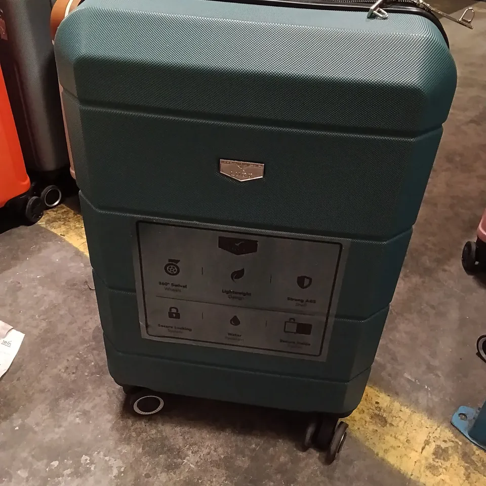 UNBOXED KEPLIN LUGG SMALL SIZE TRAVEL SUITCASE WITH WHEELS AND SECURE LOCK SYSTEM GREEN AND BLUE COLOUR 