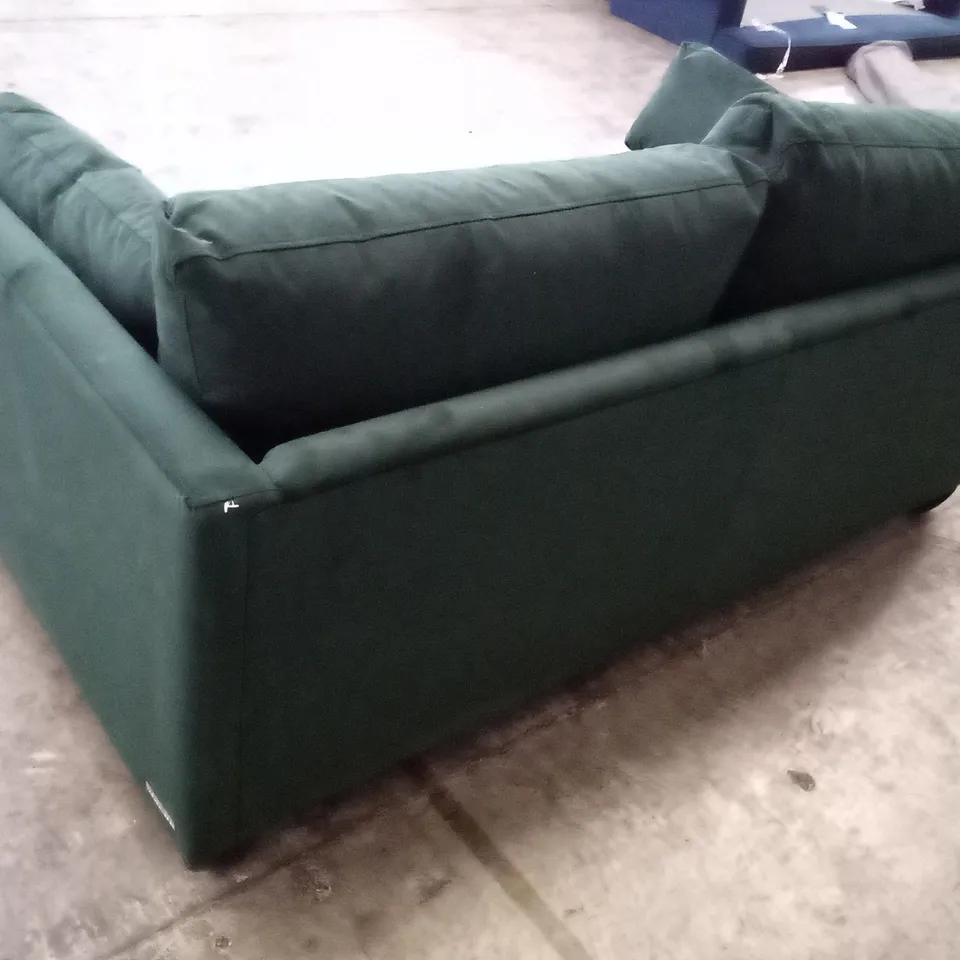 QUALITY THE LOUNGE CO DESIGNER 2 SEATER SOFA - DARK GREEN FABRIC 