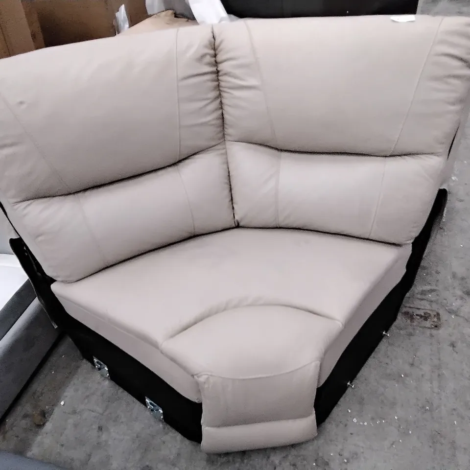 CREAM FAUX LEATHER CORNER SOFA SECTION