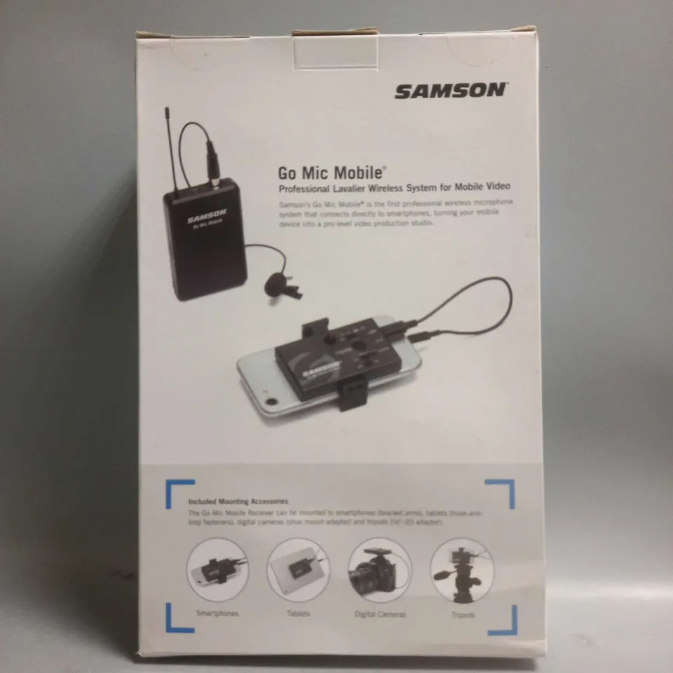 BOXED AND SEALED SAMSON GO MIC MOBILE PROFFESIONAL LAVALIER WIRELESS SYSTEM FOR MOBILE VIDEO MADE FOR IPHONE/IPAD/IPOD