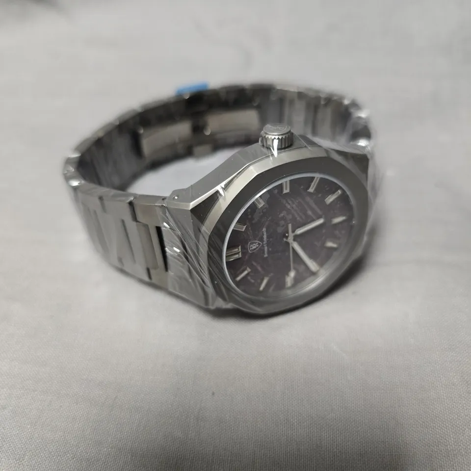 MENS BERNAND REINHARDT WATCH GRAPHITE METEORITE DIAL STAINLESS STEEL