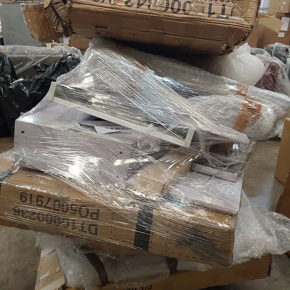PALLET OF ASSORTED BOXED DINING TABLE PARTS 