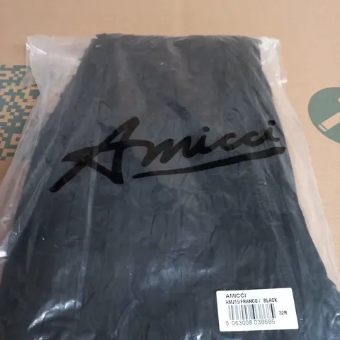AMICCI FRANCO BLACK TROUSERS – AMJ15, SIZE 32R (REGULAR)