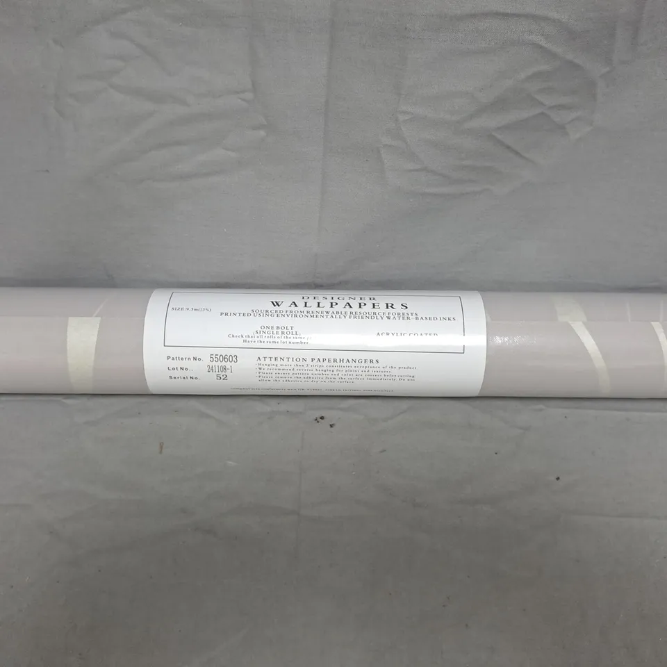 DESIGNER WALLPAPERS SINGLE ROLL OF ACRYLIC COATED PATTERNED WALLPAPER IN GREY - 9.5M