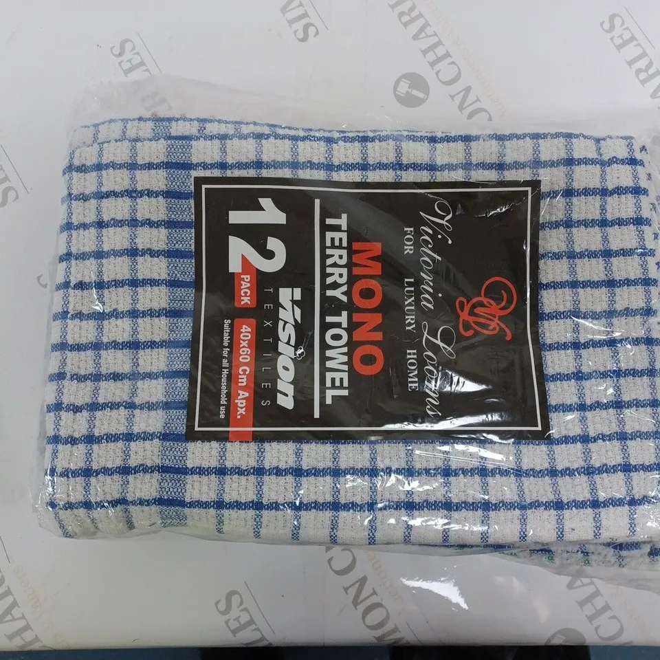 PACK OF APPROXIMATELY 12 VISION TEXTILES VICTORIA LOOMS MONO TERRY TOWELS 