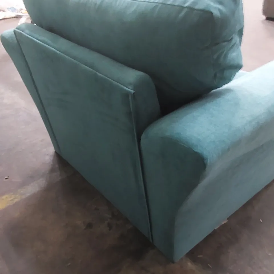 DESIGNER DURY FIXED BACK FABRIC UPHOLSTERED CHAIR - TEAL