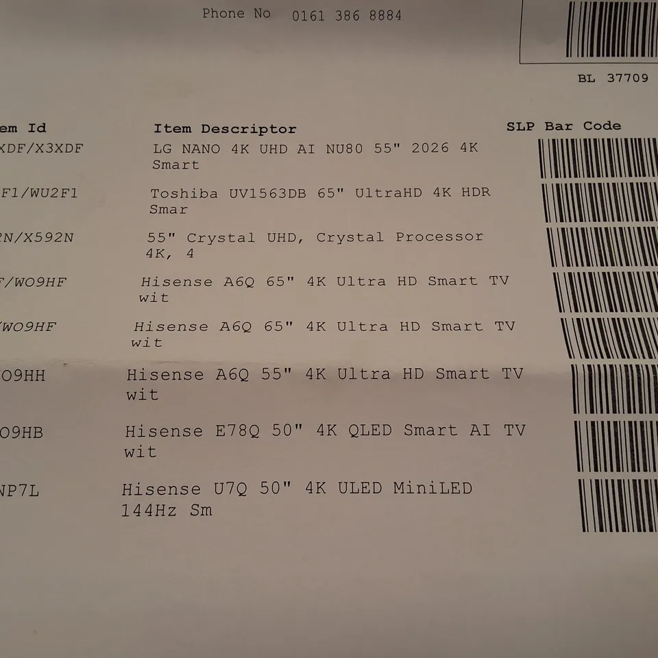 PALLET CONTAINING 8 ASSORTED DAMAGED TVS