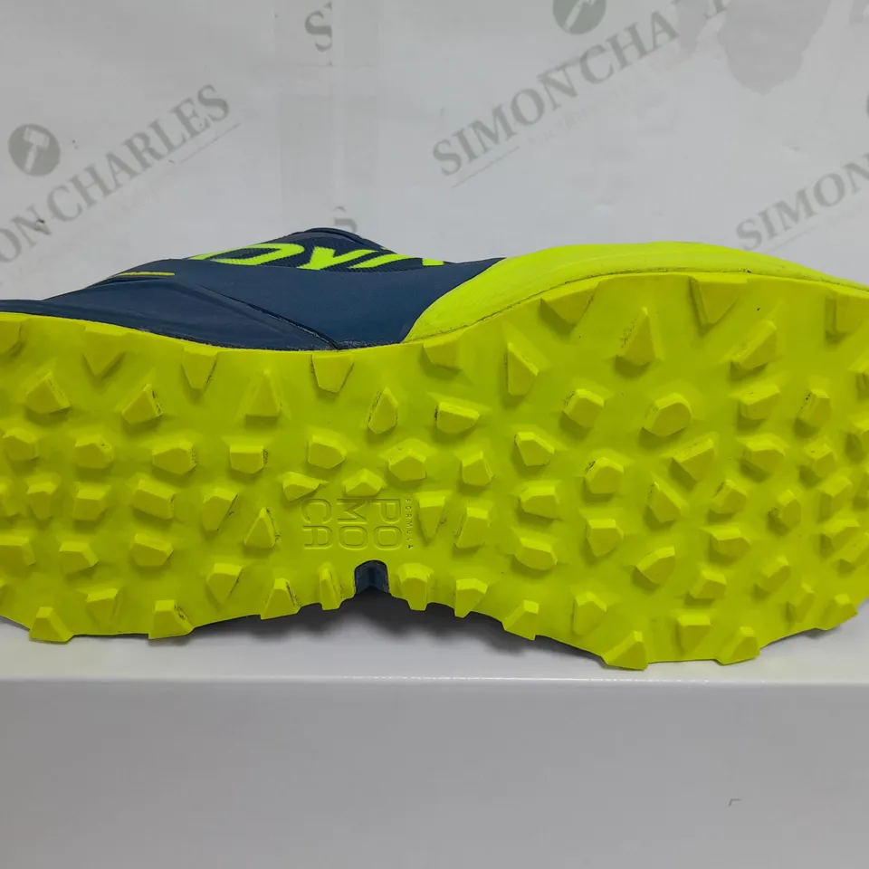 BOXED PAIR OF DYNAFIT ULTRA 100 TRAINERS IN BLUE/LIME GREEN - UK 11
