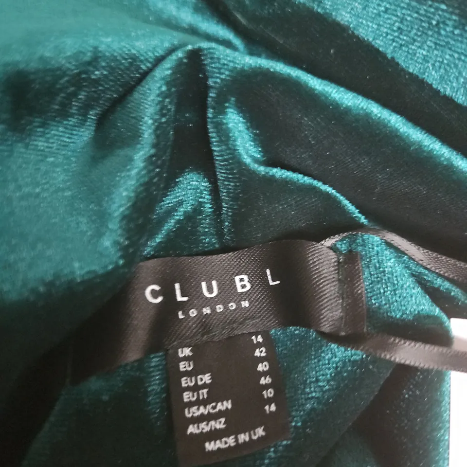 CLUB L LONDON EMERALD GREEN VELVET DRESS – UK 14