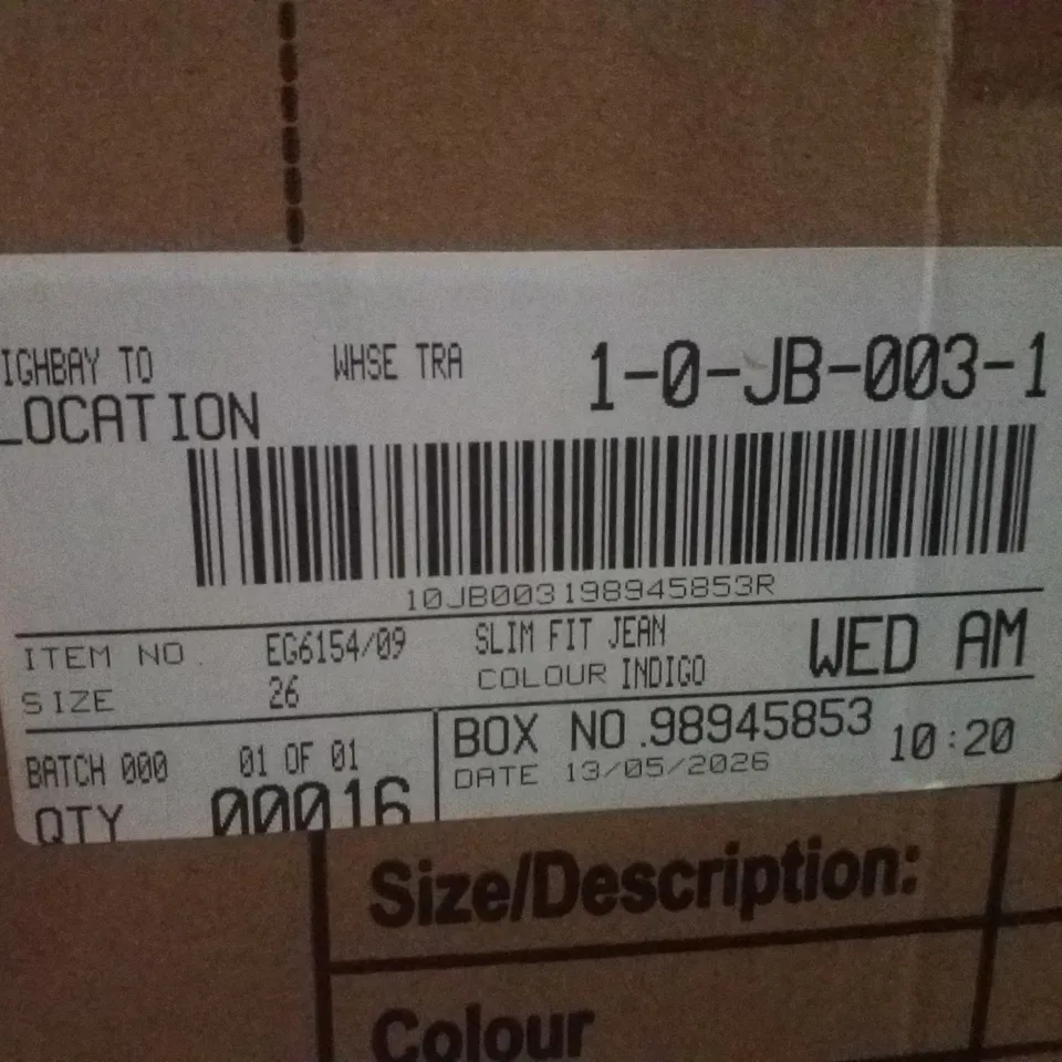 BOX CONTAINING APPROXIMATELY 16 BRAND NEW JULIPA INDIGO SLIM FIT JEANS - SIZE 26