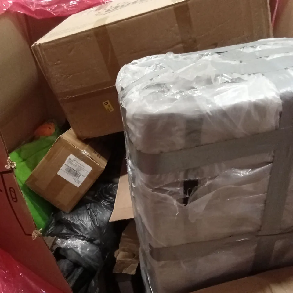 PALLET OF ASSORTED HOUSEHOLD GOODS AND PRODUCTS TO INCLUDE; BABY WALKER, BABY PLAYPEN, SMART TOWER FAN ETC
