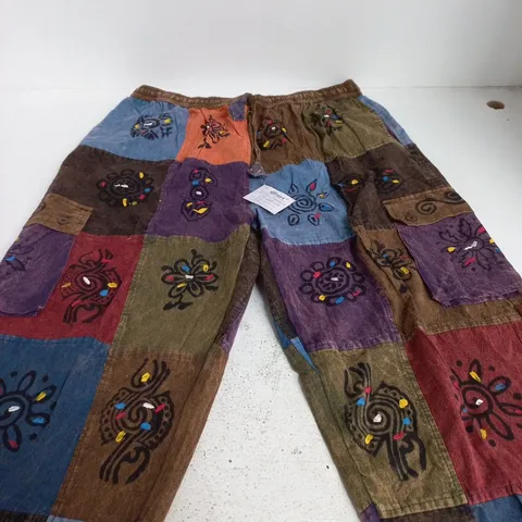 GHERI PATCHWORK COTTON TROUSERS – XL, MADE IN NEPAL