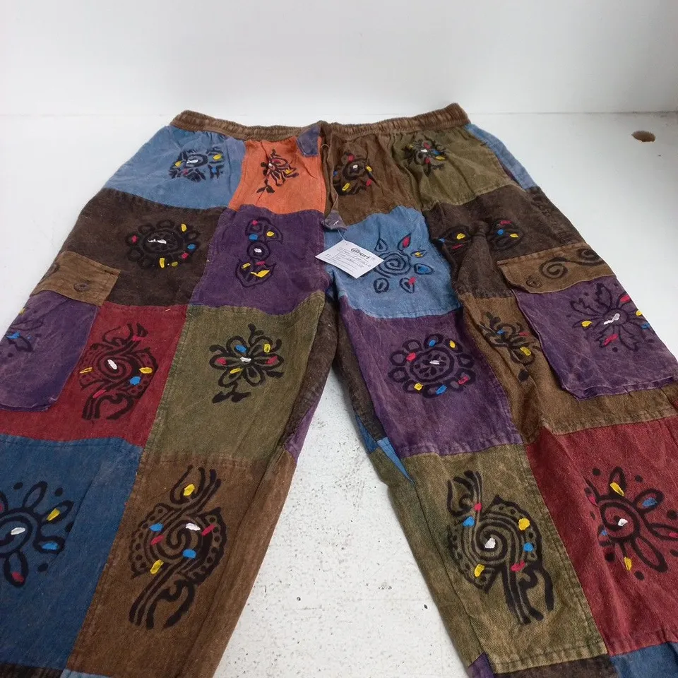 GHERI PATCHWORK COTTON TROUSERS – XL, MADE IN NEPAL