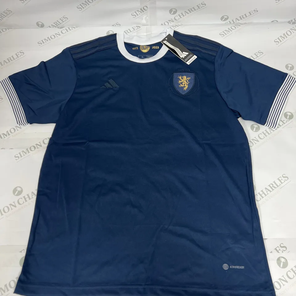 ADIDAS AEROREADY SCOTLAND SLIM FIT JERSEY TOP IN NAVY SIZE XL