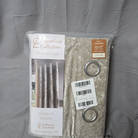 CATHERINE LANSFIELD CRUSHED VELVET EYELET LINED CURTAINS