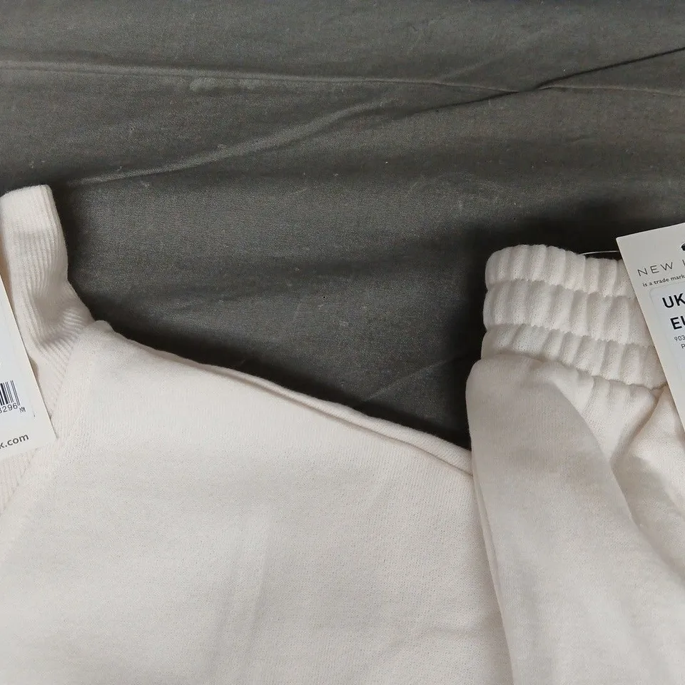 NEW LOOK PETITE TOP AND SWEAT PANTS IN OFF WHITE - M TOP UK 12 PANTS