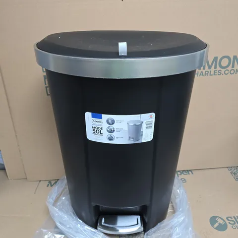 ADDIS MODE 50LTR SEMI D SHAPE PLASTIC PEDAL BIN - BLACK - COLLECTION ONLY