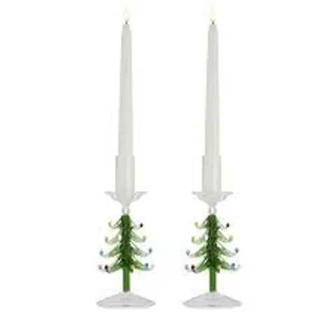 HOME STORIES SET OF 2 TREE CANDLE HOLDERS