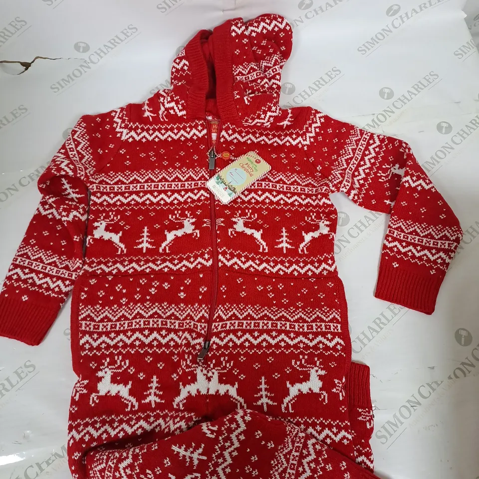 NOROZE JACQUARD PRINT CHRISTMAS ONESIE SIZE 7/8